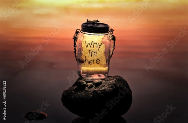 Fototapeta Search, why am I here, why, why, question, vocation, motivation, change, who am I, what do I want, where do I want to go, goal, life,  WARUM, WARUM BIN ICH, WESHALB, Suche, Warum bin ich hier
