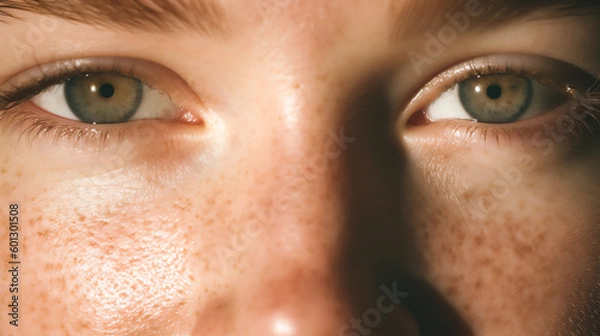 Obraz a close-up photograph of a person's face in natural light Generative AI