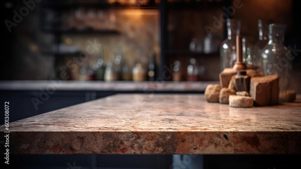 Fototapeta Marble table in the kitchen, empty table for product images | Ai generated