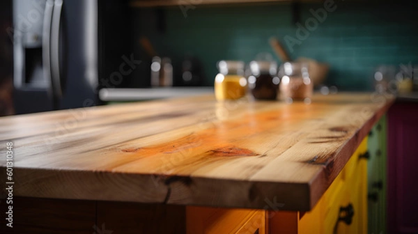 Fototapeta Table in the kitchen, empty table for product images | AI generated