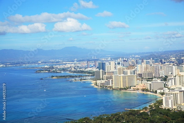 Obraz ダイアモンドヘッドからのワイキキビーチ
