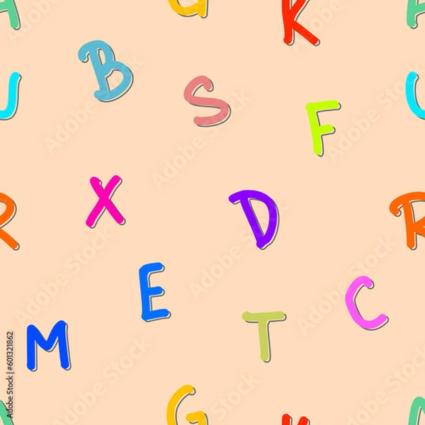Obraz Seamless pattern with hand-drawn letters as a theme
