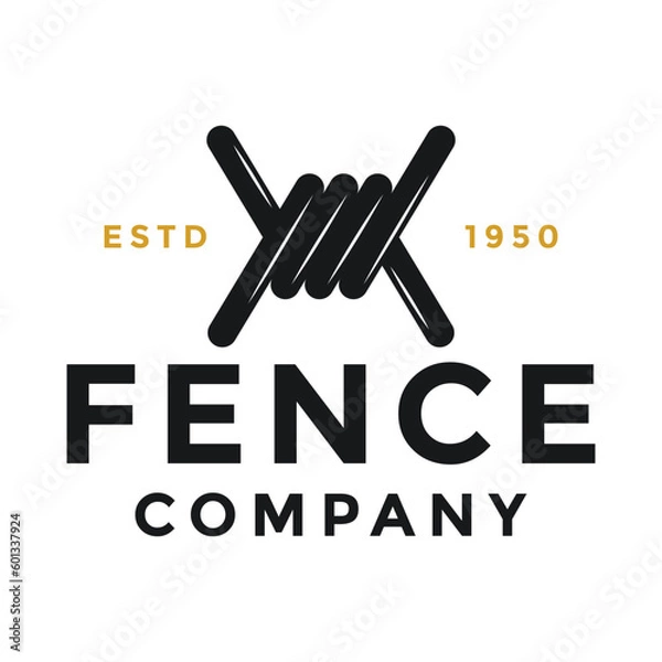 Obraz Simple Fence Wire Logo design. Perfect for fence building company.