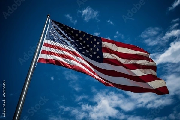 Fototapeta american flag on sky