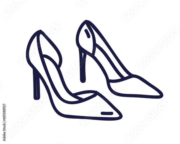 Obraz Women's shoes with heels, line drawing