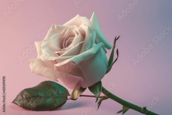 Fototapeta pink rose on a white background. Generative AI
