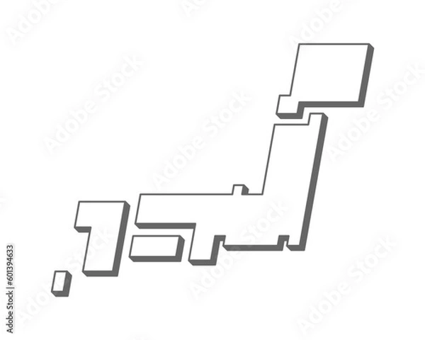Obraz シンプルな線画で描いた、デフォルメした日本地図のイラスト