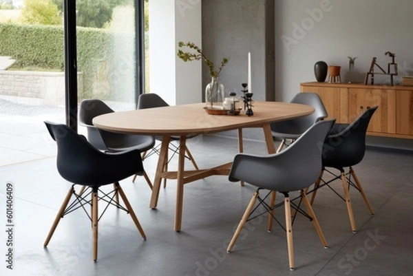 Fototapeta dining room with table, ai generative
