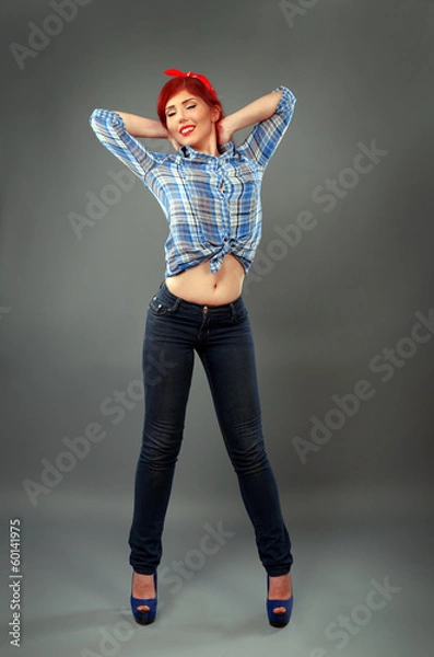 Obraz Beautiful pin up woman in full length pose