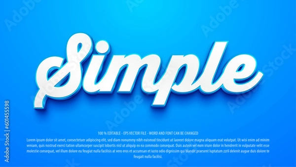 Fototapeta Simple blue 3d editable text effect premium vector