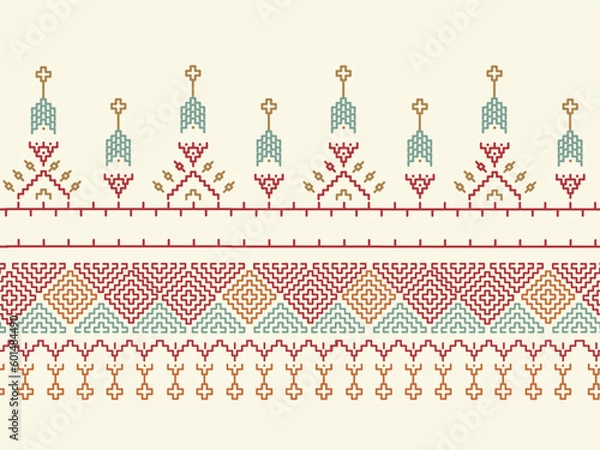 Fototapeta Ethnic abstract art. Harmonious moroccan ornament. Moroccan craft lasted until the middle of the 20 century. Design for cushions, tablecloths, curtains, traditional accessories of the feminine 