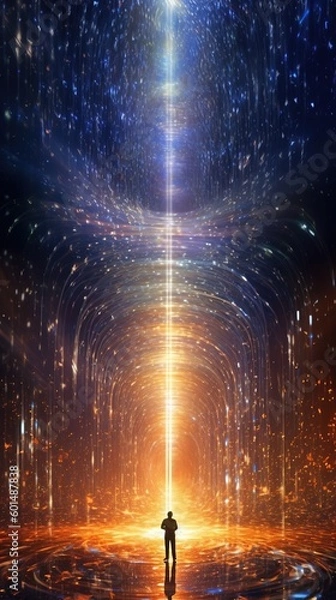 Fototapeta Entering Digital Realm with Manifesting Data Streams - Generative AI