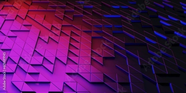 Fototapeta triangle pixel geometric abstraction glow technology background Complex structures 3D rendering