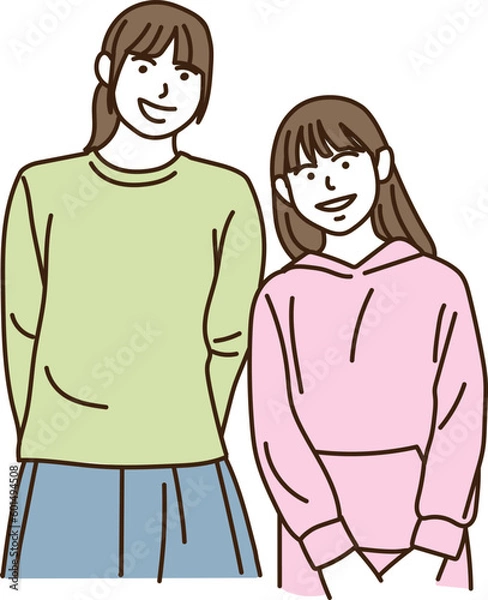 Fototapeta 笑顔の仲良しの女の子達
