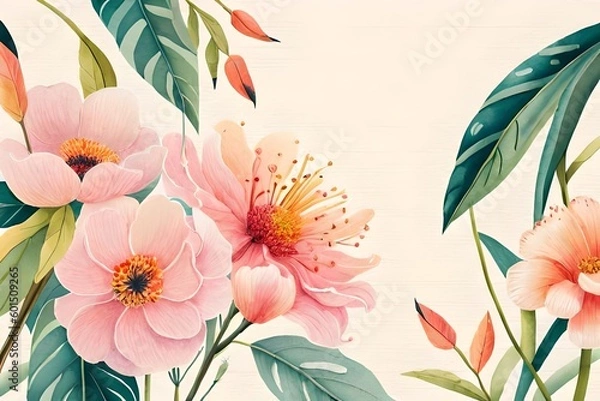 Obraz Gemälde mit Blumen aus Wasserfarben