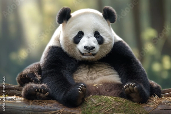 Fototapeta Cute fluffy panda Generative AI