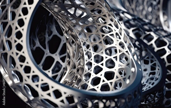 Fototapeta Abstract metallic surface created with additive manufacturing or 3d printing technique. Macro close-up background