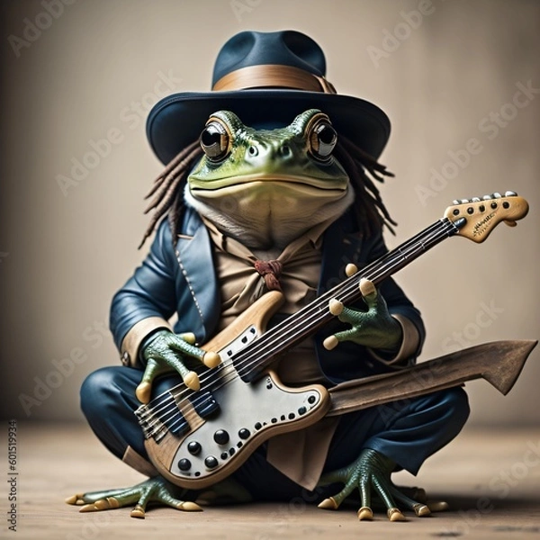 Obraz Frog with guitar