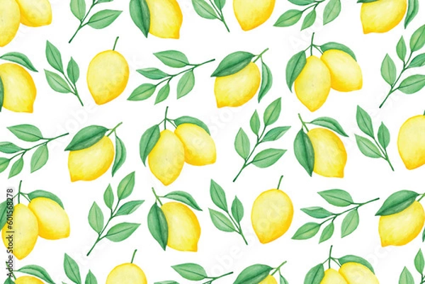 Obraz Seamless lemon pattern on white background for printing use and many digital needs