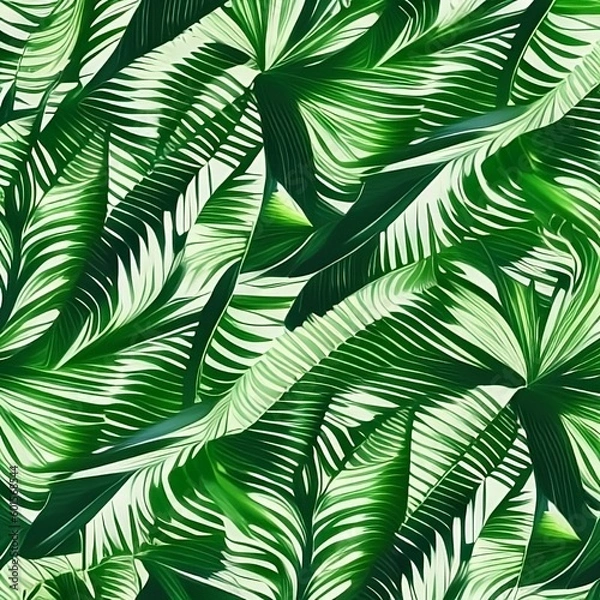 Fototapeta Generative AI seamless pattern with leaves
