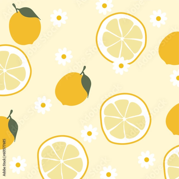 Fototapeta flower slice loemonade pattern yellow