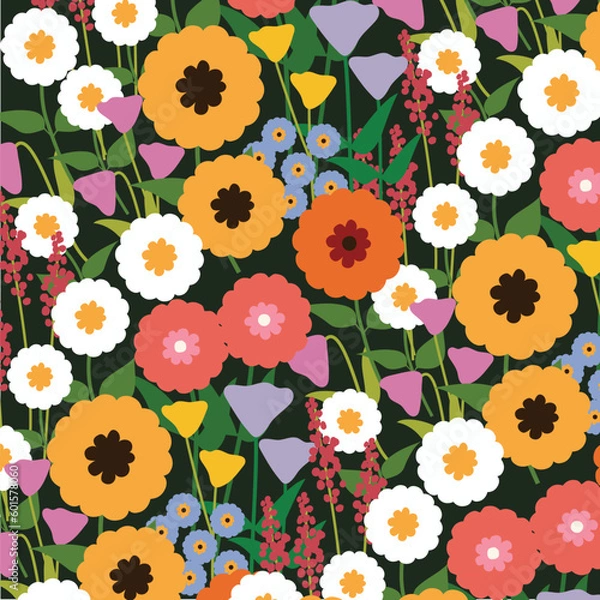 Fototapeta Flower Vector summer seamless pattern garden botanical