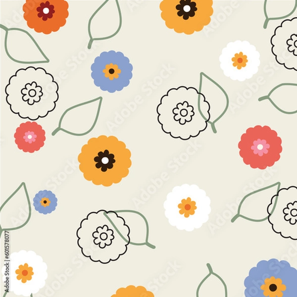Fototapeta Flower Vector summer seamless pattern garden botanical