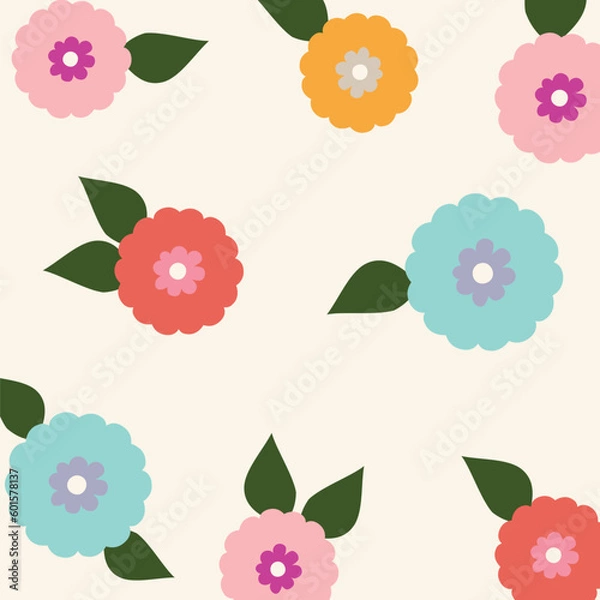 Fototapeta Flower Vector summer seamless pattern garden botanical