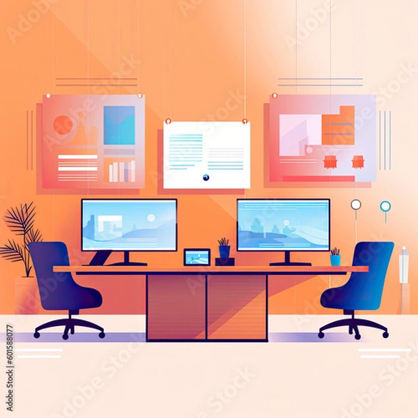 Obraz graphic design of a home office with computers