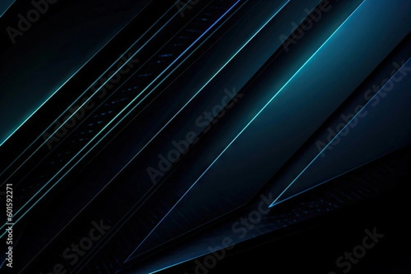 Fototapeta Black blue abstract background for design, Geometric shapes, Color gradient