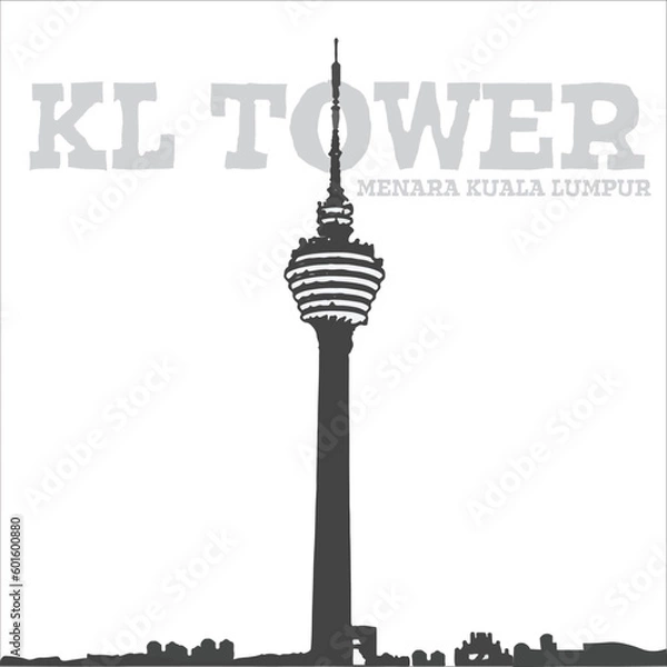 Obraz Tallest communication tower in Malaysia drawing in black and white.
Suitable design for postcard, creative arts, t shirts design