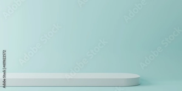 Fototapeta Minimal scene with podium and abstract background. Soft Pink and white colors scene. Trendy 3d render for social media banners, promotion, cosmetic product show. Geometric shapes interior