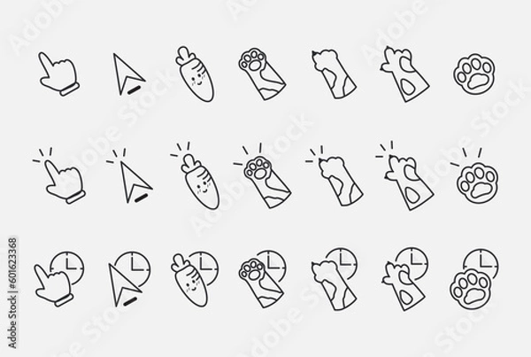 Obraz SET OF CUTE MOUSE CLICK CURSOR ICON. MOUSE POINTER SET