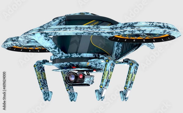 Obraz 3D illustration of a multi-purpose military drone.