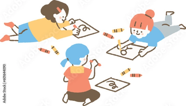 Obraz お絵描きをしている女の子_色