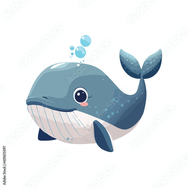 Obraz vector cute whale cartoon style
