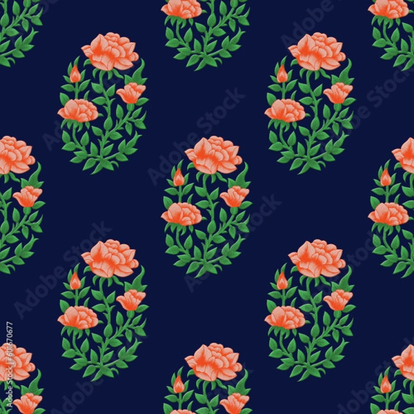 Obraz Digital Textile Design and Beautiful ethnic and Mughal art Pattern and motif, digital print 