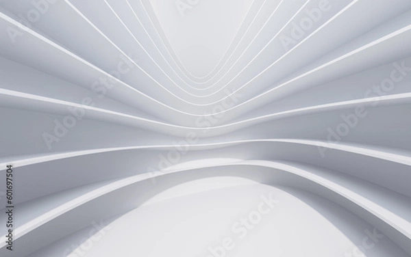 Fototapeta Abstract white curve geometry background, 3d rendering.