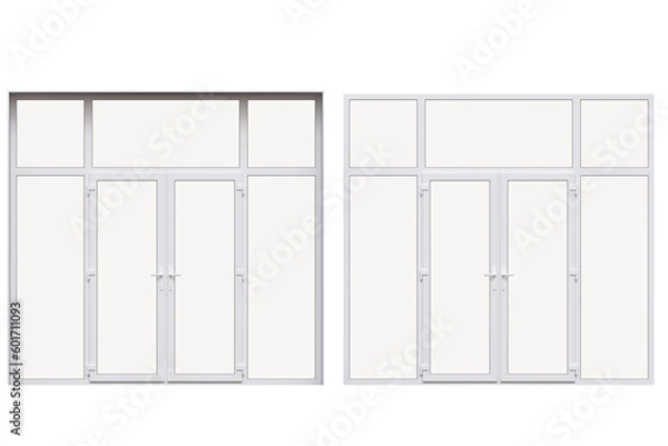 Fototapeta windows in the interior isolated on transparent background, 3D illustration, cg render
