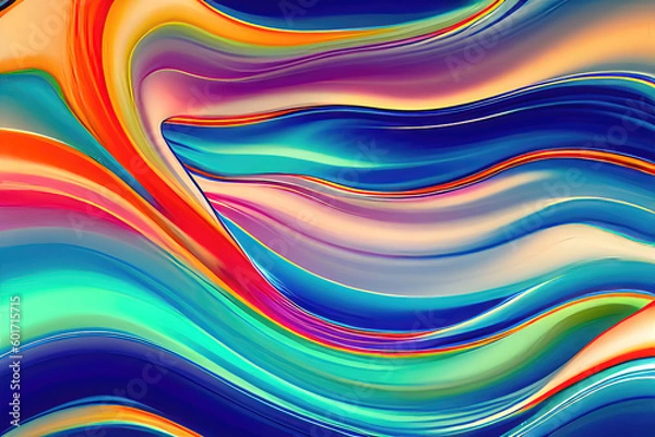 Fototapeta Creative Flow - Modern Watercolor Art with Vibrant Wave Elements