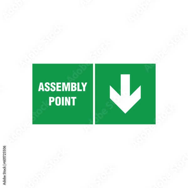 Fototapeta Fire Assembly Point Sign Vector Template