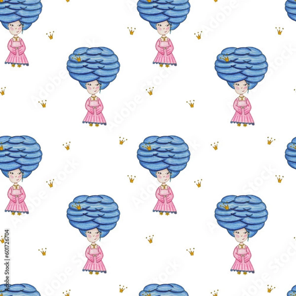 Obraz Seamless pattern with princess Fun print