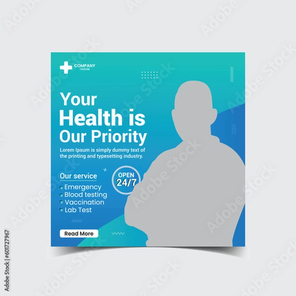 Obraz Medical social media post design for business promotion hospital banner template
