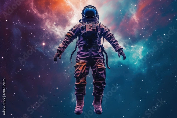 Obraz Astronaut in outer space with colorful background