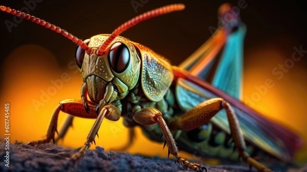 Fototapeta Grasshopper in the wild. Generative AI