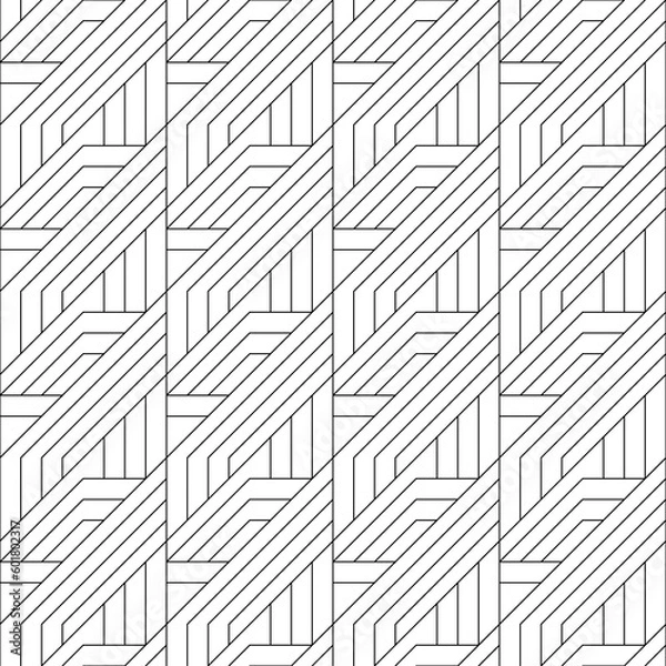 Fototapeta Vector seamless pattern. Modern stylish texture. Monochrome, linear abstract background.