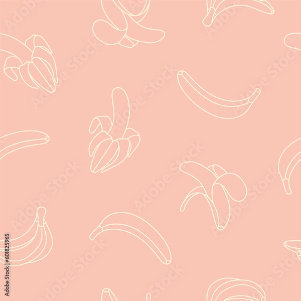 Fototapeta Cute Simple Yellow Outlined Bananas on Pink Background Surface Design Textiles Seamless Repeat Pattern Design Eps 10 Vector