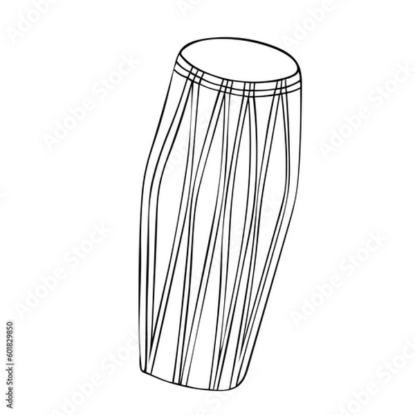 Fototapeta Vector illustration of mrdanga indian two-sided drum khol played with palms and fingers of both hands.
