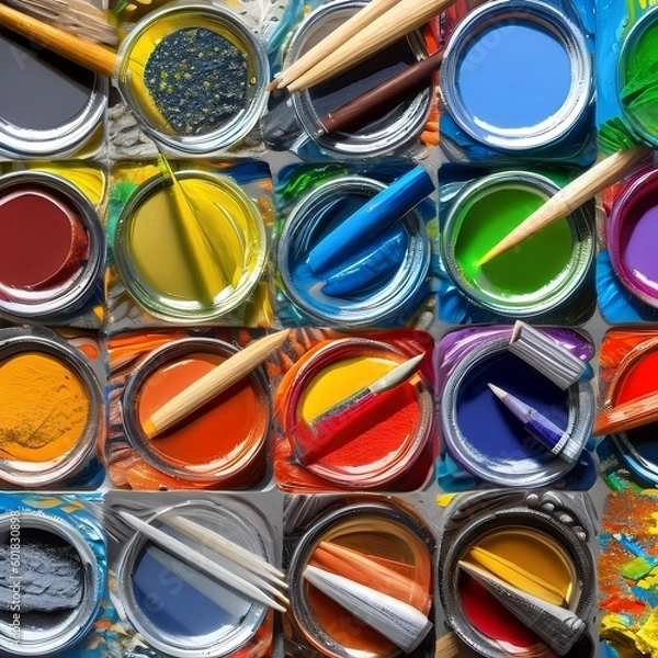 Fototapeta 98 Oil Paints: A creative and artistic background featuring oil paints in vibrant and expressive colors that create a bold and expressive look1, Generative AI