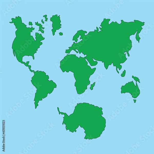 Fototapeta World map. Vector maps of world isolated on blue aphids. Vector map of world, greenery and blue colors, abstract little ones. EPS10